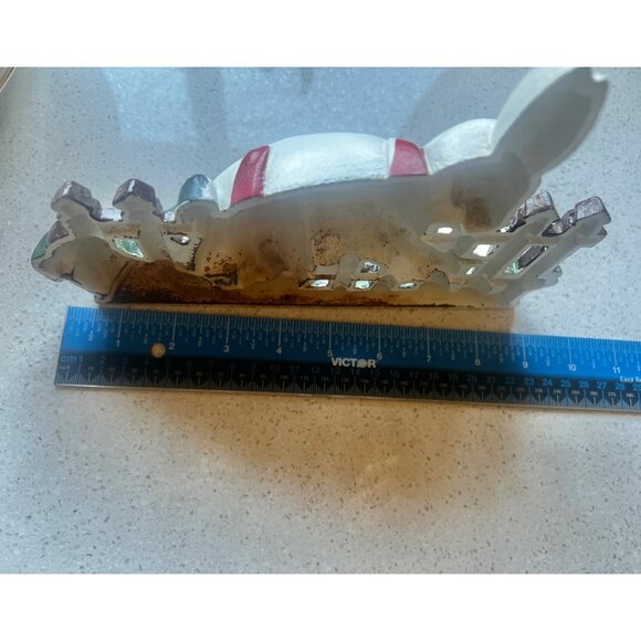 White Rabbit Cast Iron Door Stop With Fence & Basket Hand-Painted Vintage - Picture 8 of 12